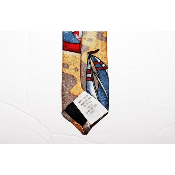 Tabasco Men's Tabasco Sauce Shrimp Boat Print Silk Neck Tie - Picture 6 of 7